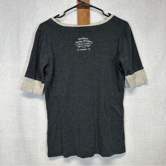 Harley Davidson Gray & Cream‎ Short Sleeve Tee Shirt Size L - Picture 4 of 7